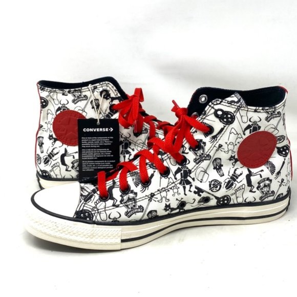 Converse Ctas High Shoes Skate White Red Men Size Canvas Custom A05960C-BLWRR - Picture 4 of 7